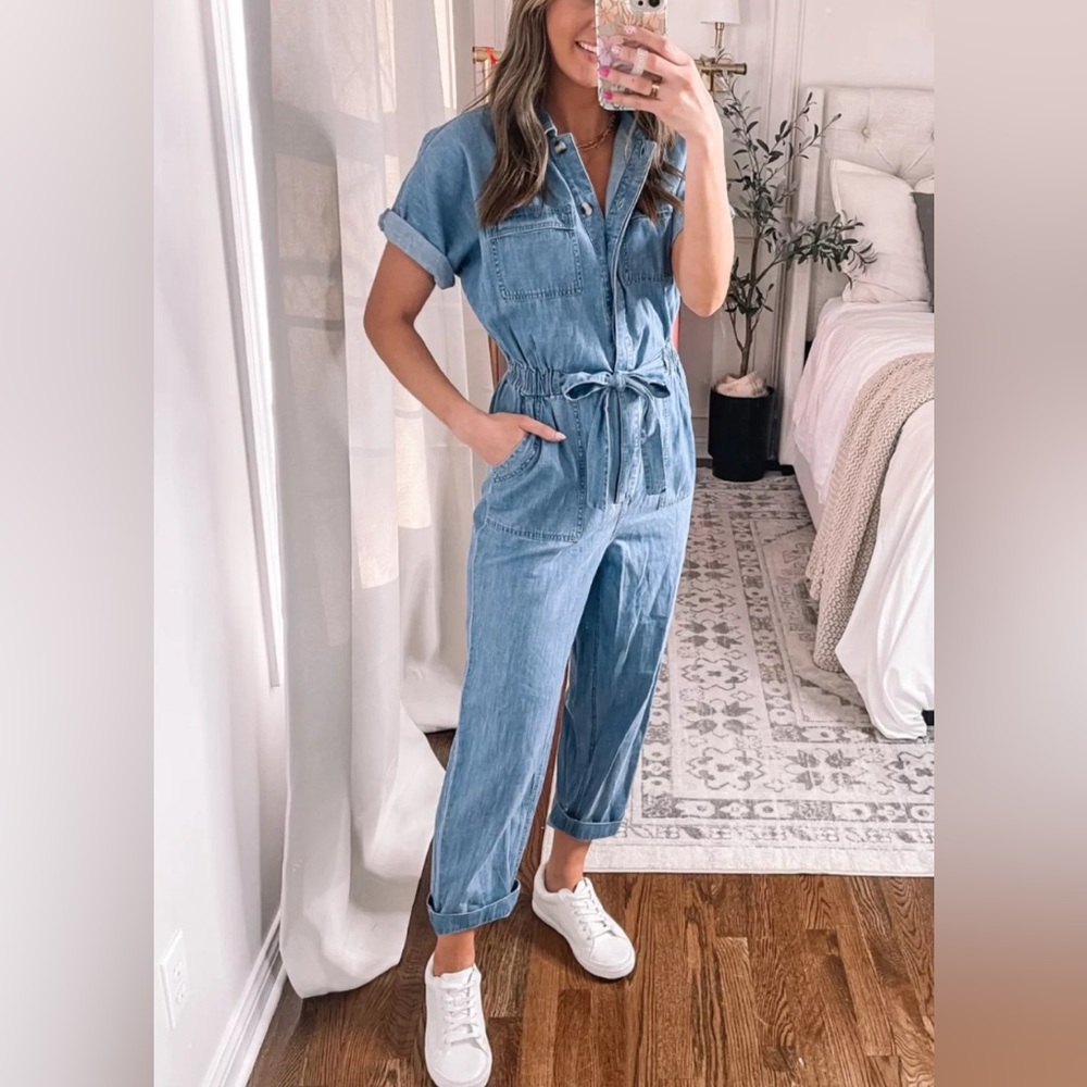 100% Cotton Soft Denim Jumpsuit- size 12 -NWOT